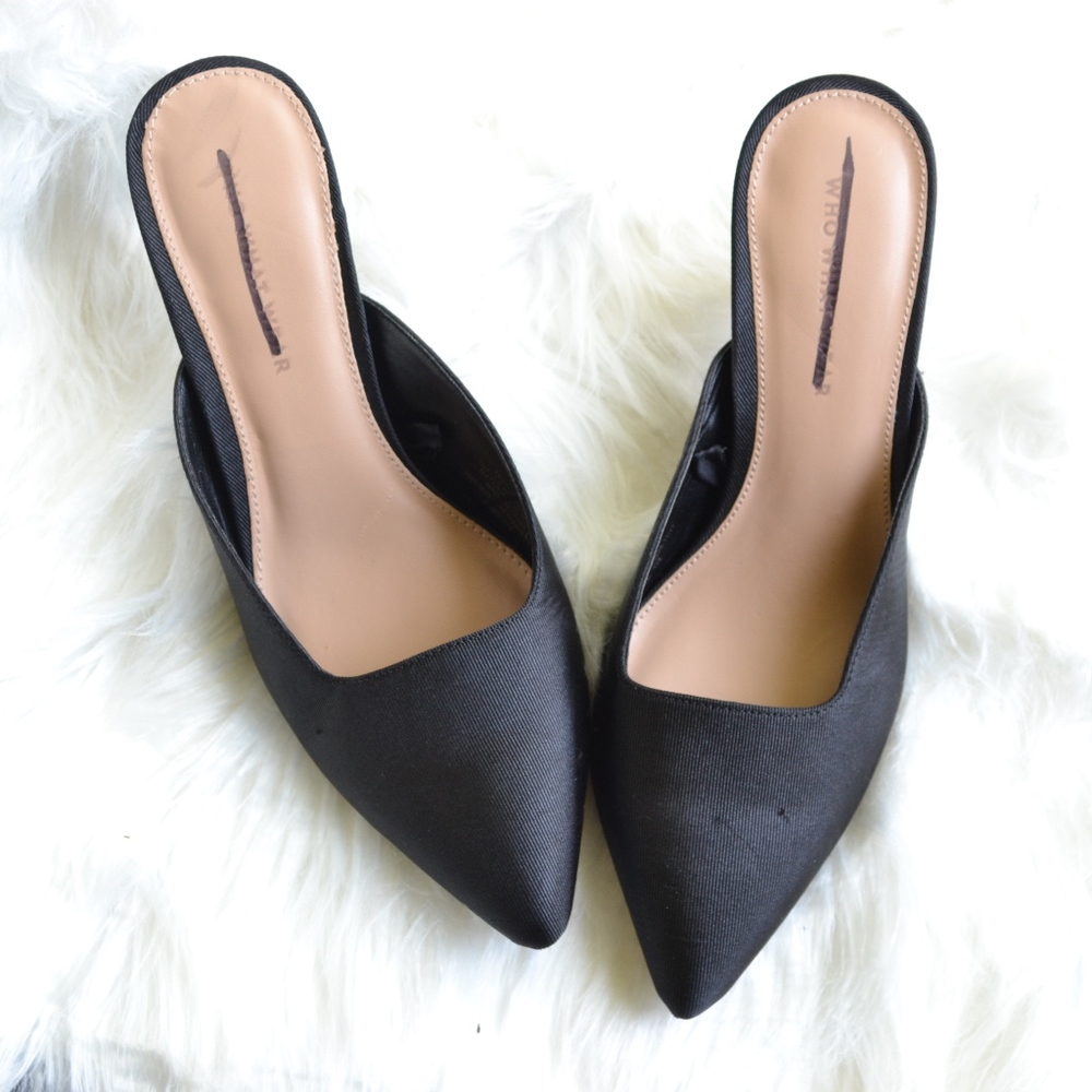 WHO WHAT WEAR | Black Kitten Heel Mules